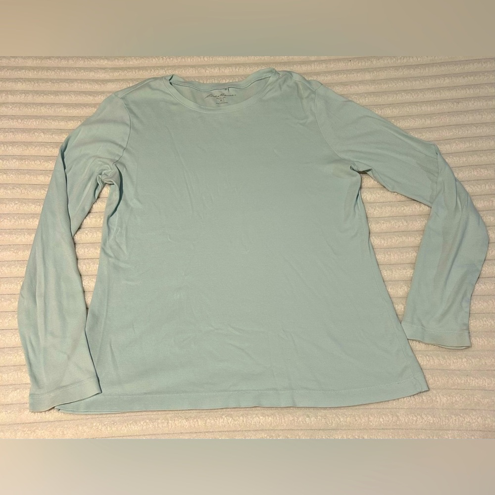 Eddie Bauer Women's Light Blue Long Sleeve Crewneck Tee Size XL